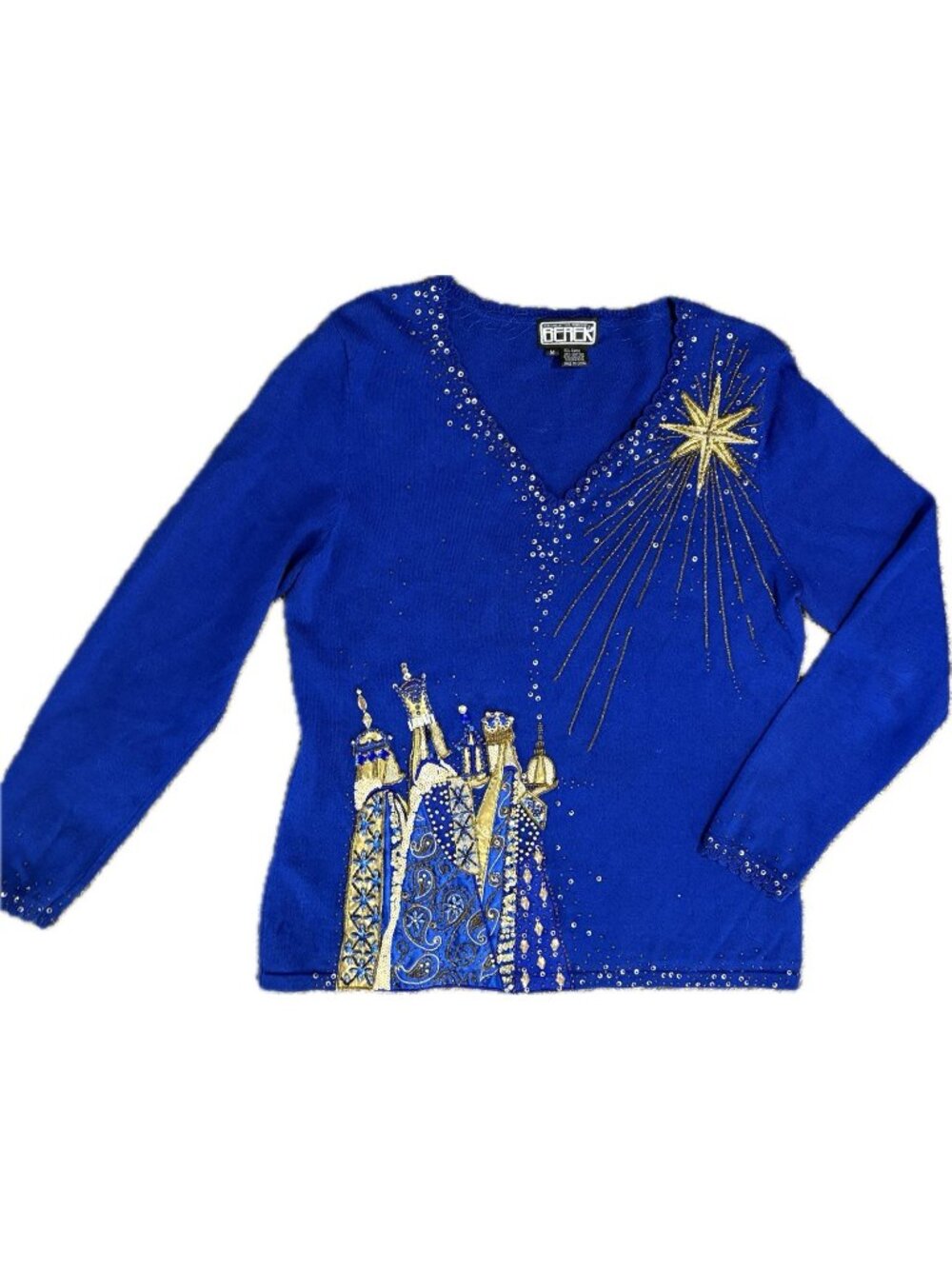 VTG Berek 2 M Sweater Gustav Klimt Christmas 3 Kings Wise Men Magi Nativity Ugly